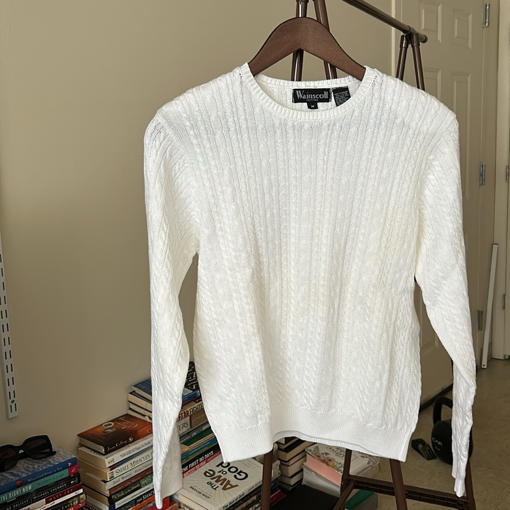 WainScott Petites Size M 100% Cotton Women's White Sweater